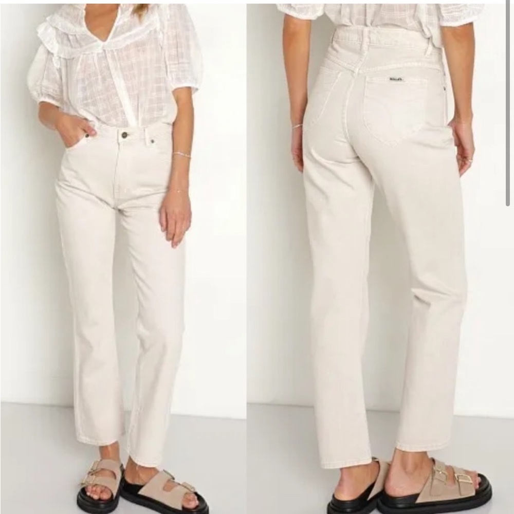 Rollas Original High Rise Straight Salt White Jeans Women's Size 25